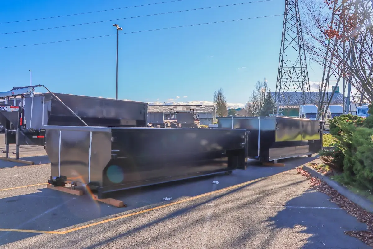 Roll-off dumpster ready for waste disposal at job site for Construction Dumpster Rental in East St. Louis